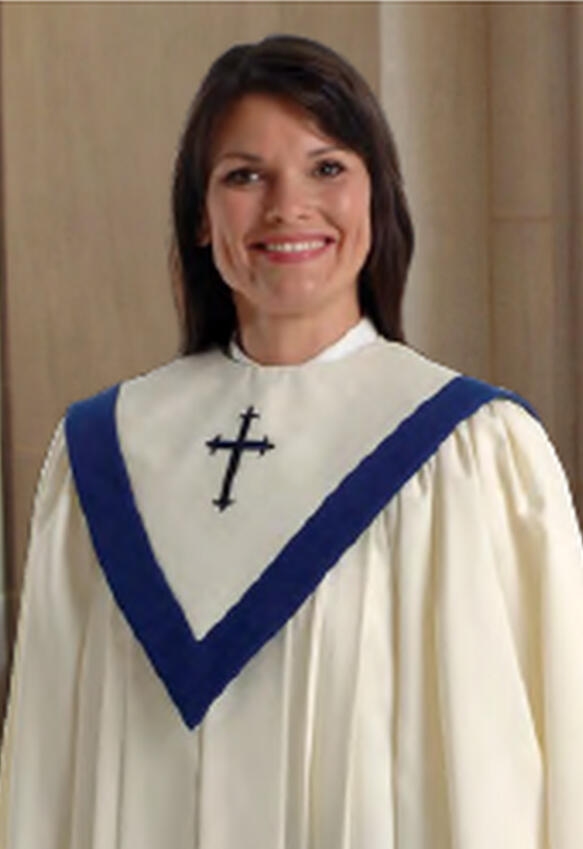 Universal Collection Stole. 2" contrasting border. Solid color reverse. 17" W, 13" L front, 16-1/4" L back. Optional embroidery extra. 12 color choices. 3 fabric choices: Viva $46.95, Tissue Faille $48.95, Wonder Crepe $51.95 (607-cust)
