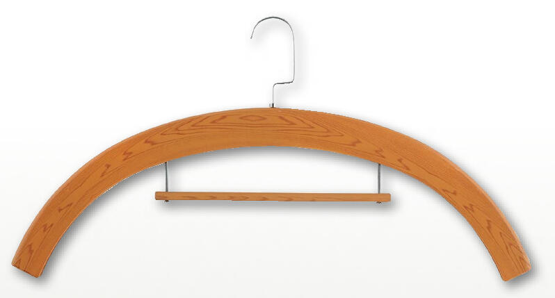 Wood Tone plastic garment hanger. 22" wide. $12.95 ea., sold in packs of 6. (D3152)